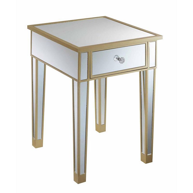 Convenience Concepts Gold Coast Mirrored End Table with Drawer