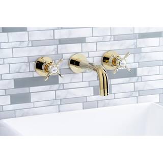 Kingston Brass Essex 2-Handle Wall-Mount Bathroom Faucets in Polished Brass HKS8122BEX