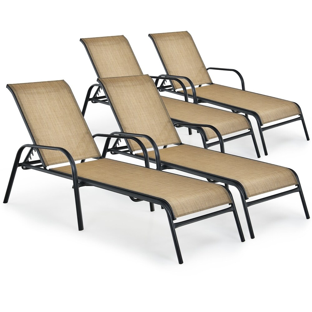 Costway 4PCS Patio Lounge Chair Chaise Adjustable Recliner Stack No   See details