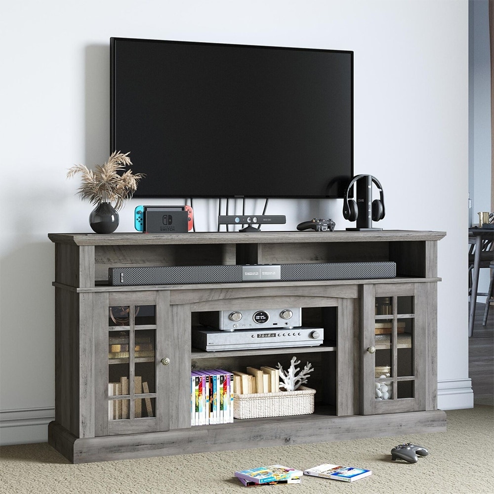 Farmhouse TV Stand for 65'' Media Console Table Entertainment Center   58 inches in width