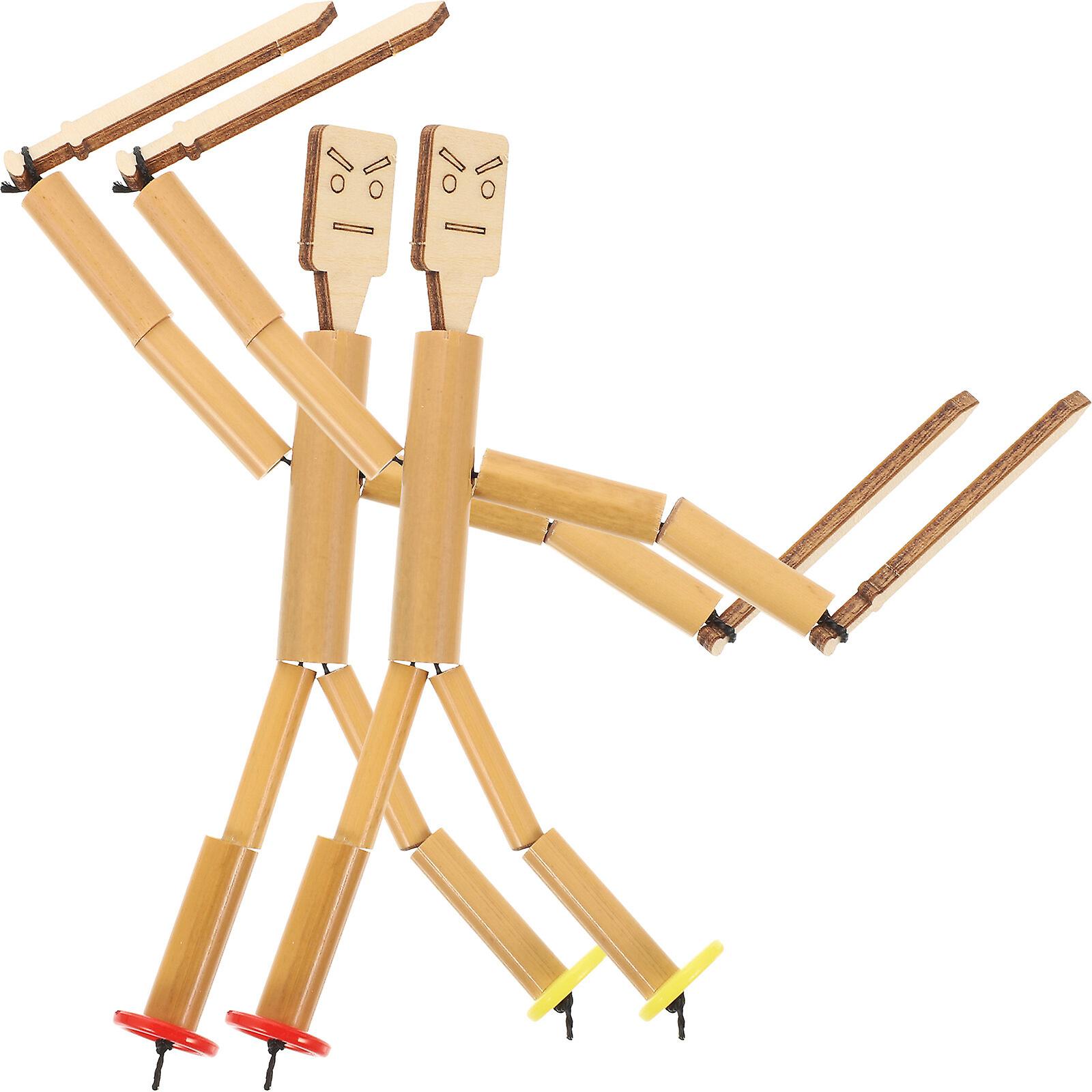 2 Sets Of Bamboo Puppet Toy Diy Assemble Bamboo Puppet Kit Desktop Puppet Toy Children Plaything