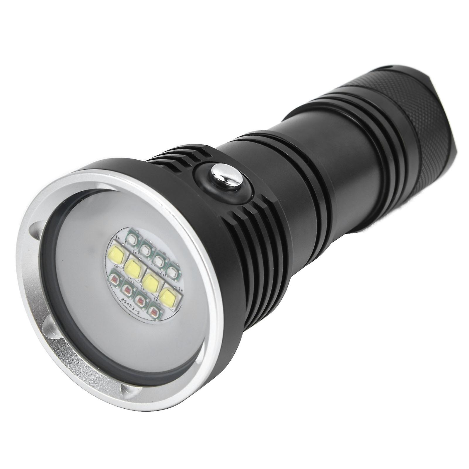 12led Flashlight Ip68 10000lm Aluminum Flashlight With 3 Lighting Colors 5 Lighting Modes For Diving Fishing