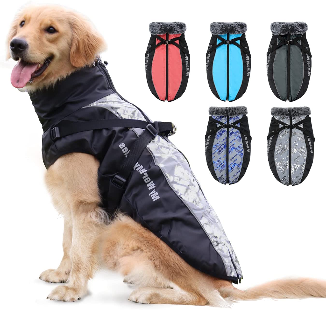 Winter Dog Coat Warm Fleece Dog Jacket for Cold Weather Reflective Zip up Puppy Dog Sport Vest Outdoor Pet Sweater Apparel Clothes for Small Medium Large Dogs