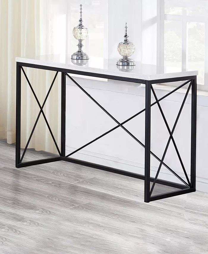 Steve Silver Skyler 48 Rectangular Marble and Metal Sofa Table