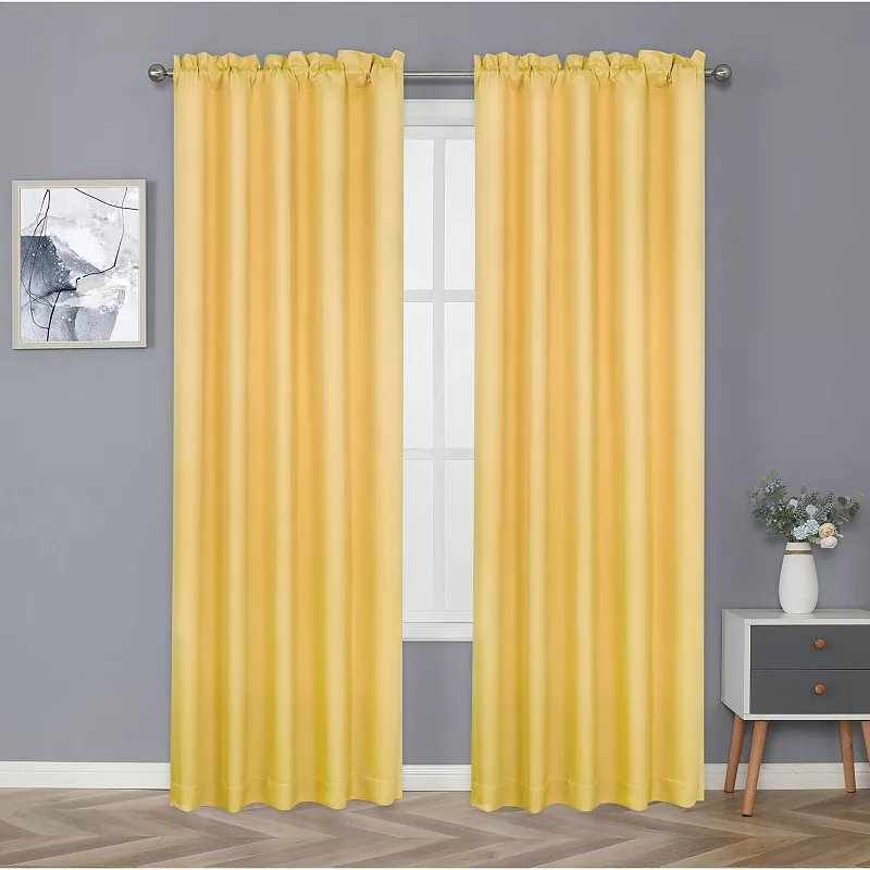 Kate Aurora Basic Drape Light Filtering Woven Jacquard Thermal Single Rod Pocket Window Curtain Panel