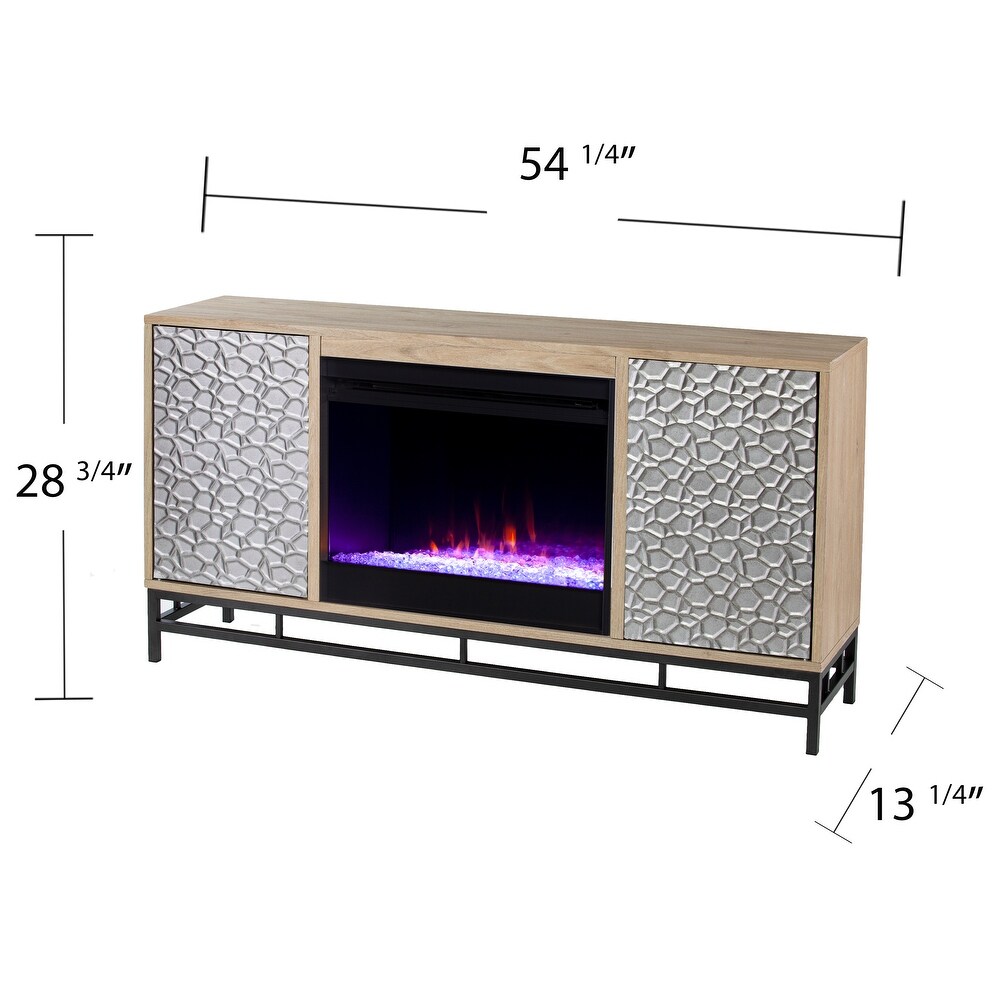 SEI Furniture Ausborne Electric Fireplace w/ Media Storage   Natural