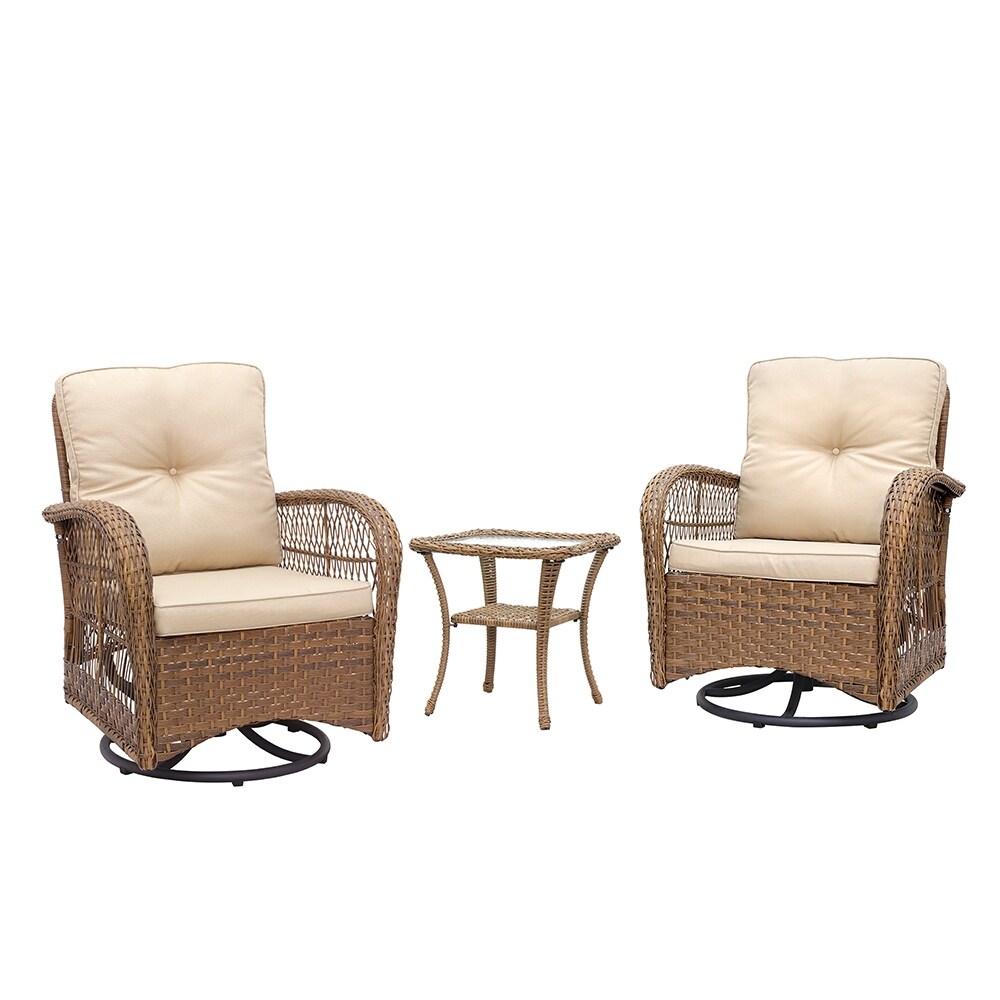 3 piece Wicker Swivel Chair Conversation Set by Havenside Home