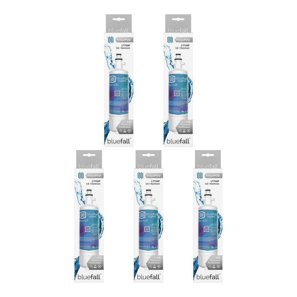 Bluefall 5 Compatible Refrigerator Water Filters Fits LG LT700P and Kenmore 46-9690 (Value Pack) BF-LGLT700P-5PK