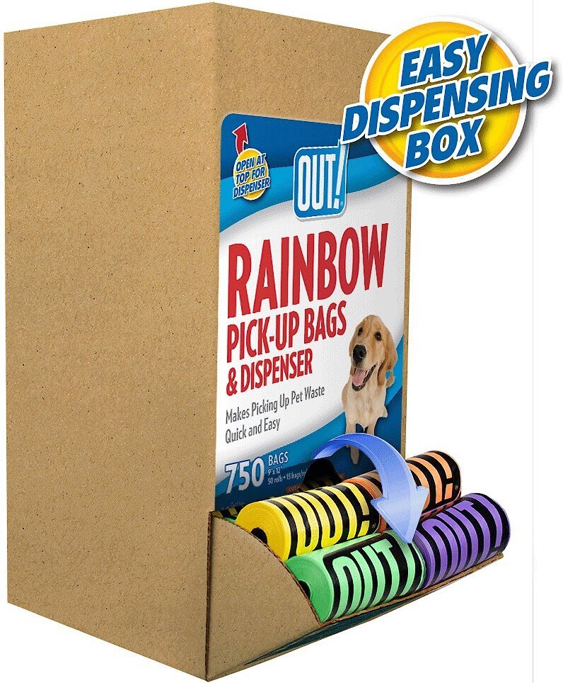 OUT! Rainbow Colored Fresh Unscented Dog Waste Pickup Bags