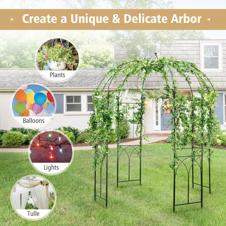 8.4 x 7 ft French Style Birdcage Shape Heavy Duty Gazebo, Pergola Pavilion Arch Arbor Arbour Plants Stand Rack for Wedding Outdoor Garden Lawn Backyard Patio,Climbing Vines,Roses