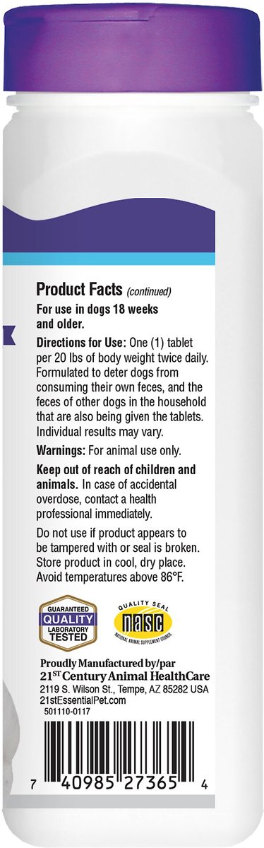 21st Century Essential Pet Coprophagia Deterrence Dog Supplement