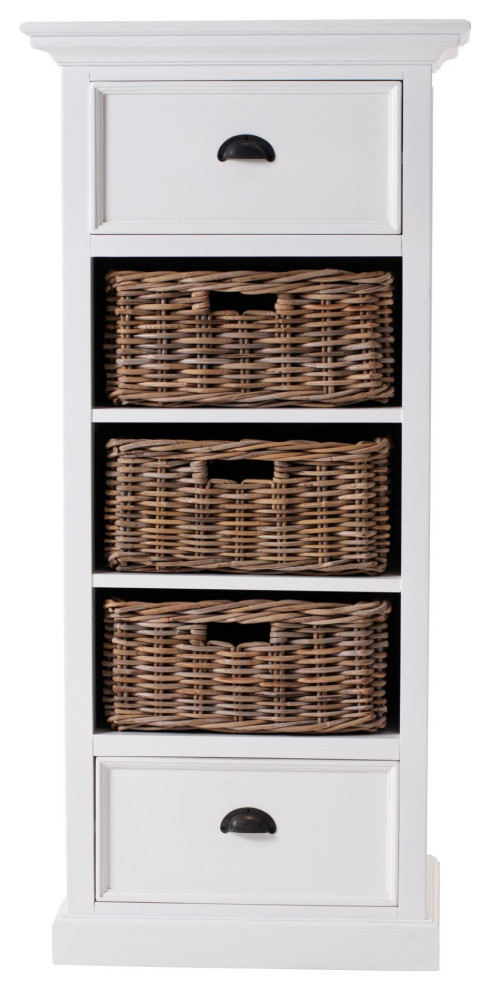 Classic White Storage Cabinet With Basket Set   Traditional   Accent Chests And Cabinets   by UStradeENT LLC  Houzz