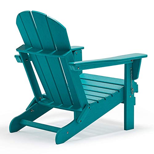 WestinTrends Outdoor Adirondack Chair, Plastic Fire Pit Chair, Weather Resistant Folding Patio Lawn Chair for Outside Deck Garden Backyard Balcony, Turquoise