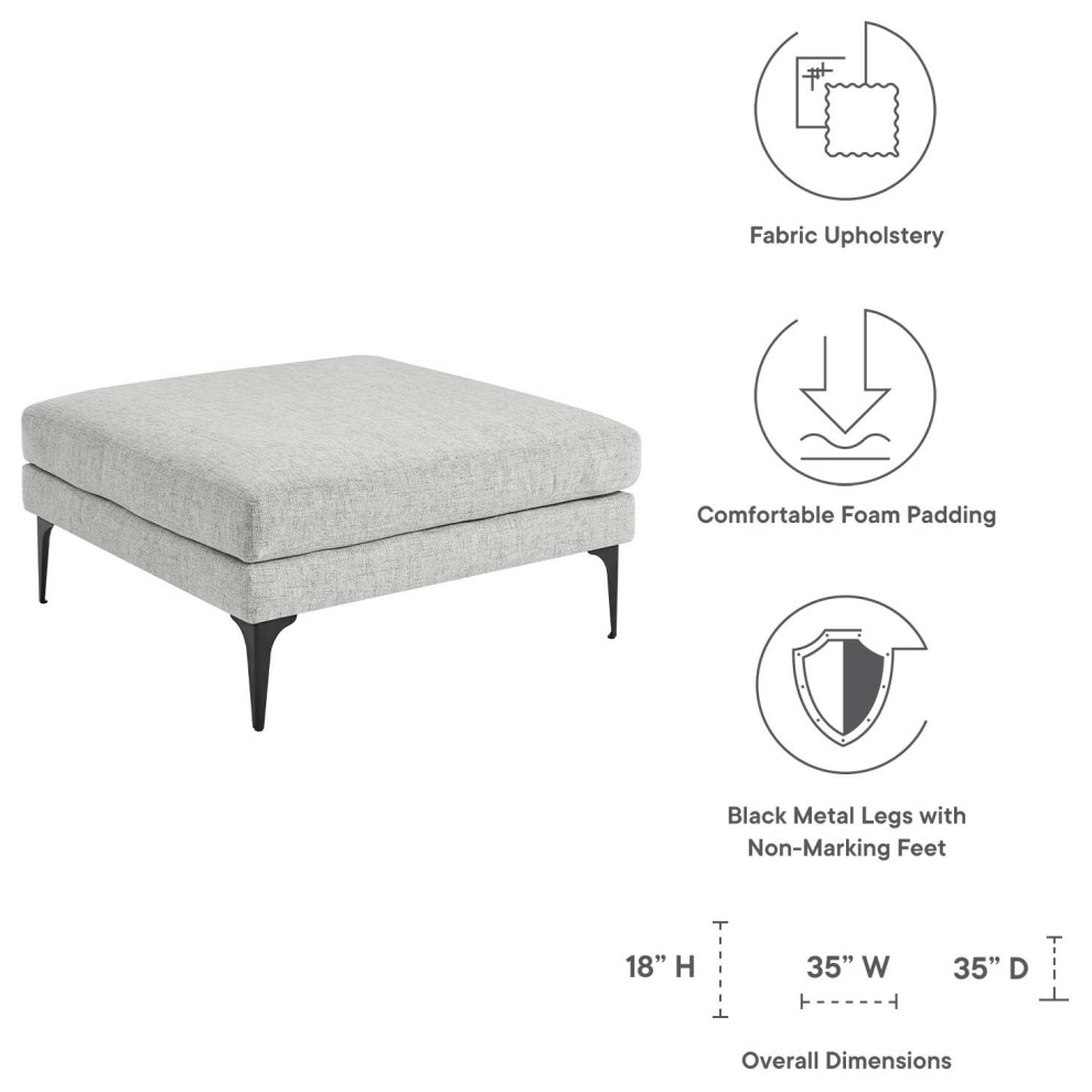 Evermore Upholstered Fabric Ottoman  Light Gray   Midcentury   Footstools And Ottomans   by First of a Kind USA Inc  Houzz