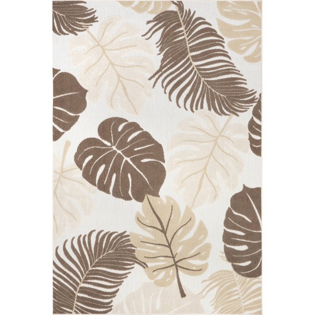 Nuloom Ryleigh Textured Leaves Indoor outdoor Area Rug Beige