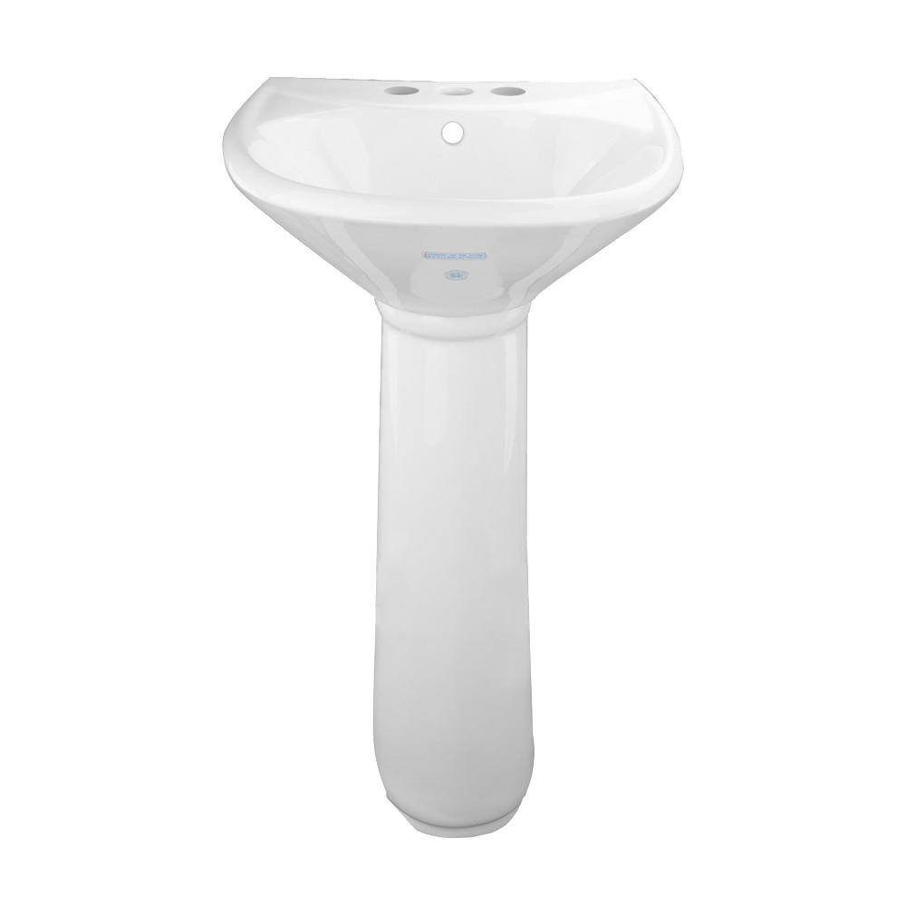 RENOVATORS SUPPLY MANUFACTURING Ondine 16 in. Small Pedestal Combo Bathroom Sink in White with Overflow 11863