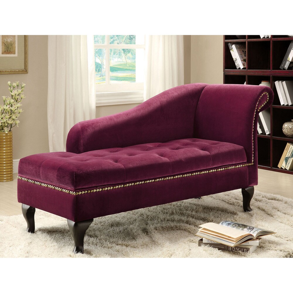 Riz Modern Solid Wood Button Tufted Storage Chaise by Furniture of America