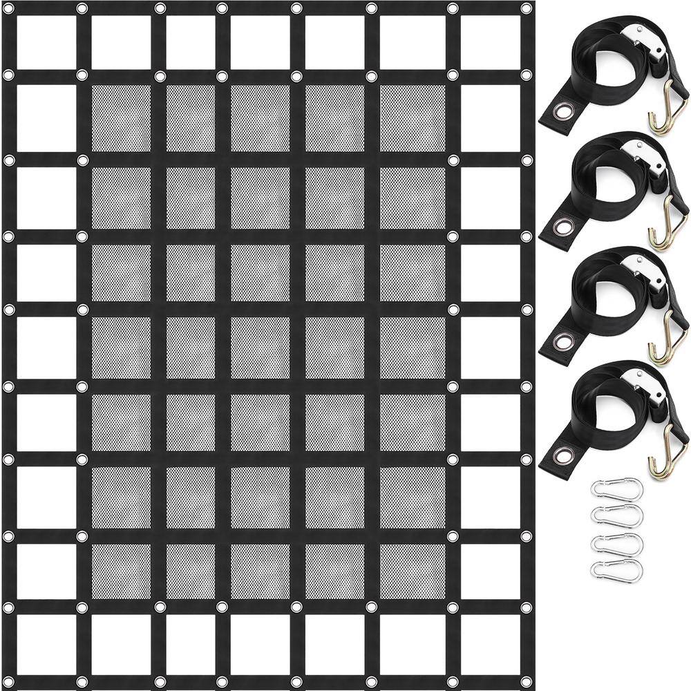 VEVOR Heavy-Duty Cargo Net wMesh 6 ft. x  4.7 ft. Truck Net Cap. 1100 lbs. wCam Buckles and  S-HooksChain for Pickup Trucks BZD183X145CMAQW01V0