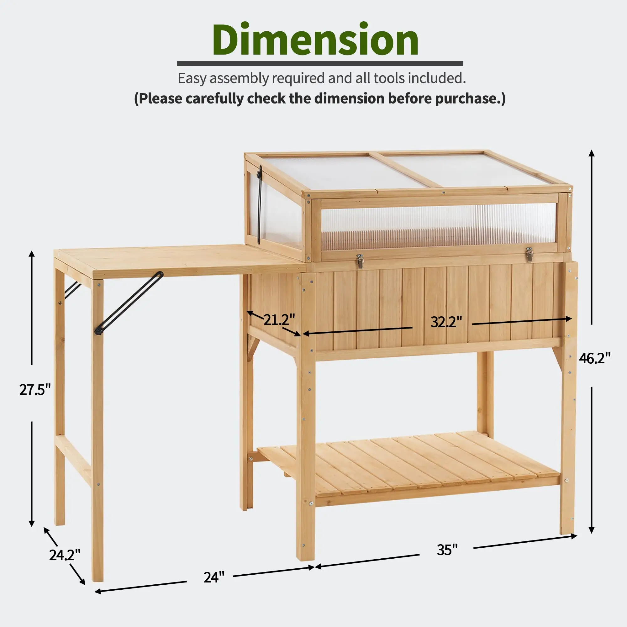 Cold Frame Greenhouse for outdoors  Raised Garden Bed Planter Box with Legs and Wooden Greenhouse  for outside winter