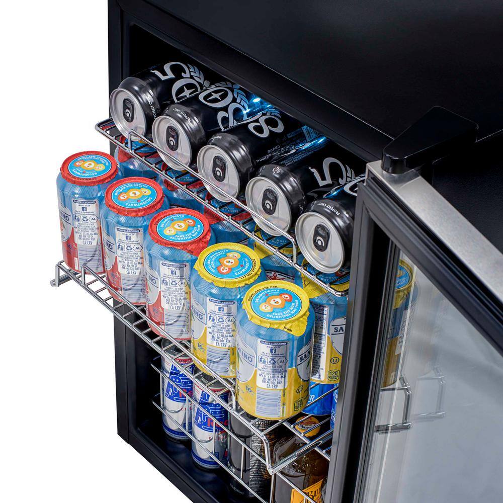 NewAir 17 in. 90 (12 oz.) Can Freestanding Beverage Cooler Fridge with Adjustable Shelves Stainless Steel AB-850