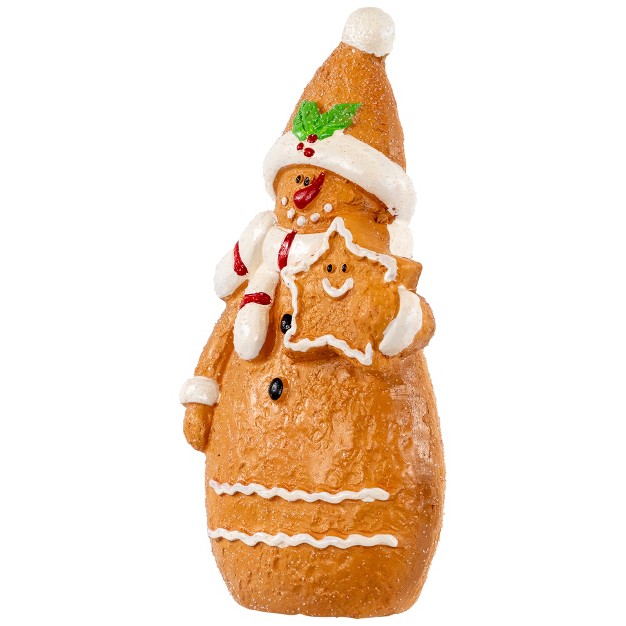 Frosted Gingerbread Snowman With Star Cookie Christmas Figurine