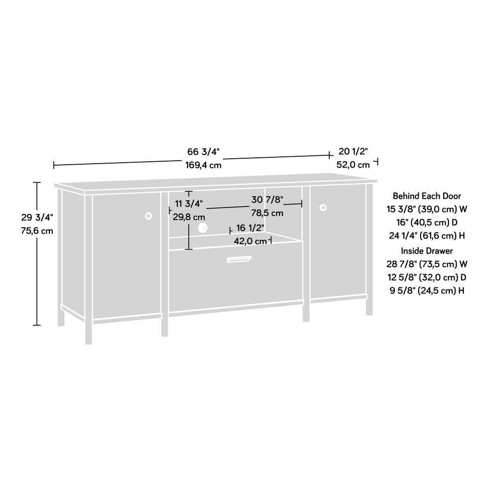 SAUDER Whitaker Point 66.732 in. Natural Maple Office Computer Desk Credenza with File Storage 429375