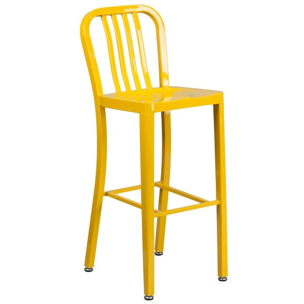 2 Pack 30'' High Metal Indoor-Outdoor Barstool with Vertical Slat Back