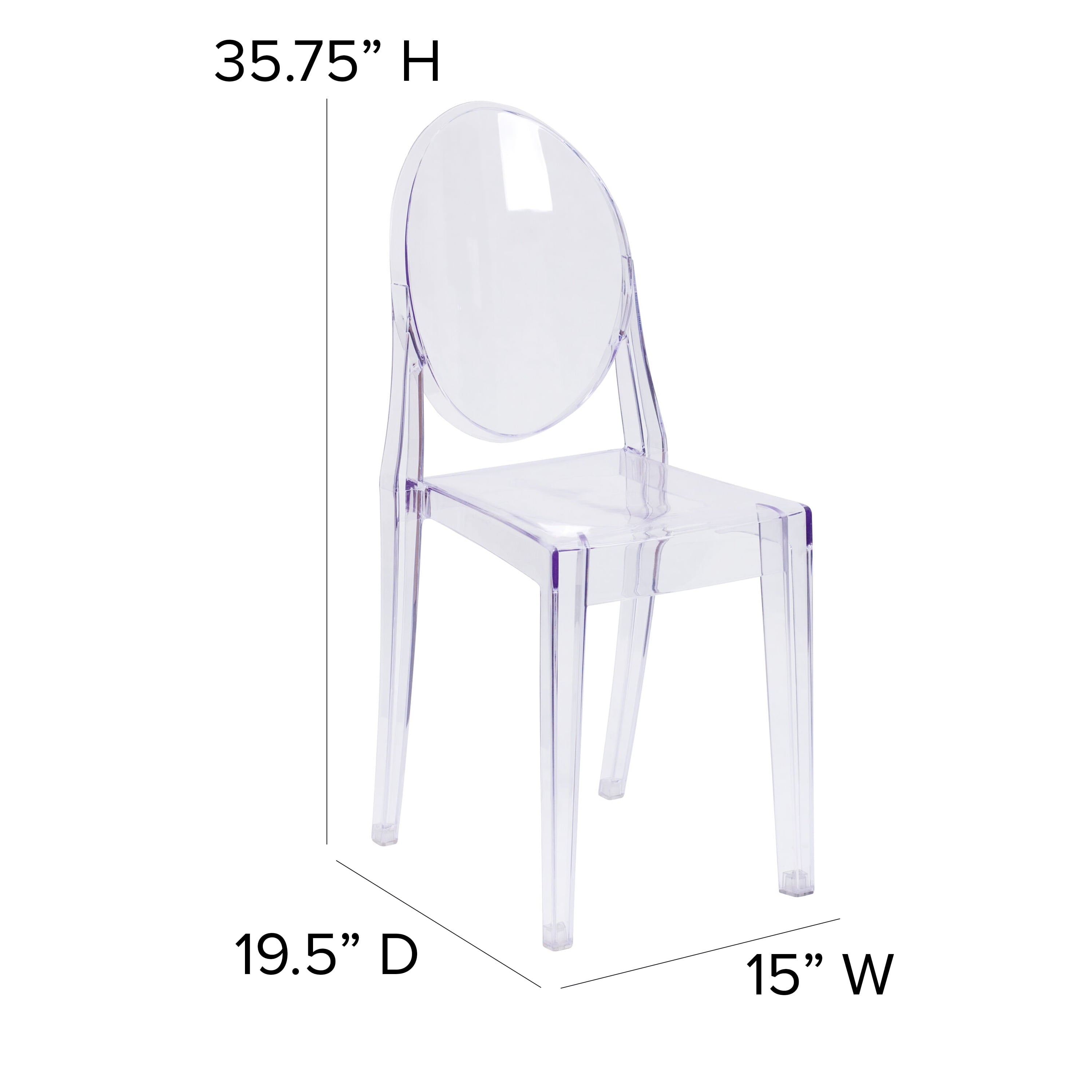 Flash Furniture Cheryl Ghost Side Chair in Transparent Crystal