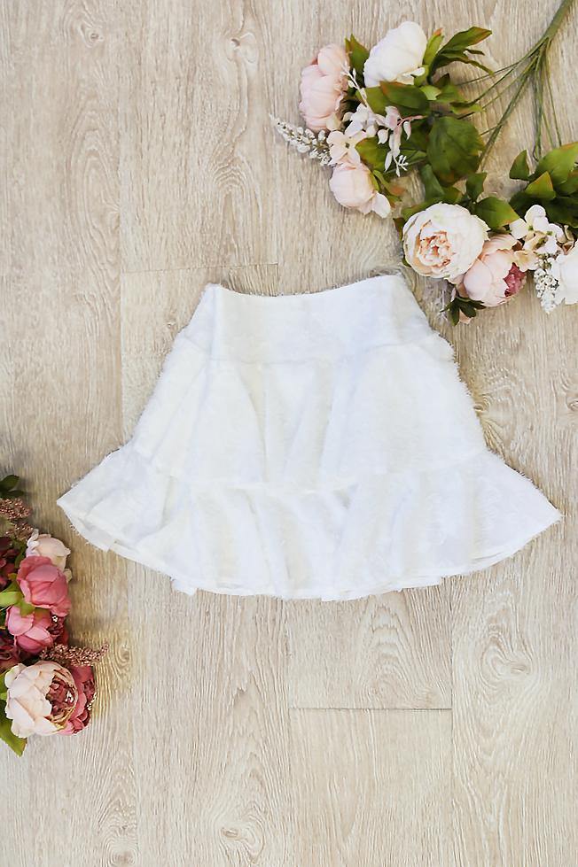 HAZEL Firenze Ruffle Skirt White