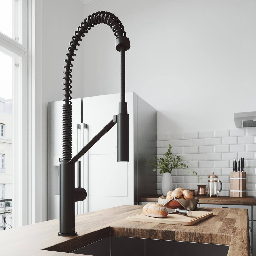 VIGO Livingston Single Handle Pull-Down Sprayer Kitchen Faucet in Matte Black VG02027MB