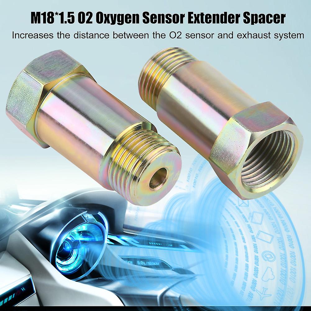 2pcs 45mm M18*1.5 O2 Oxygen Sensor Extender Extension Spacer Bungs Adapter Yellow