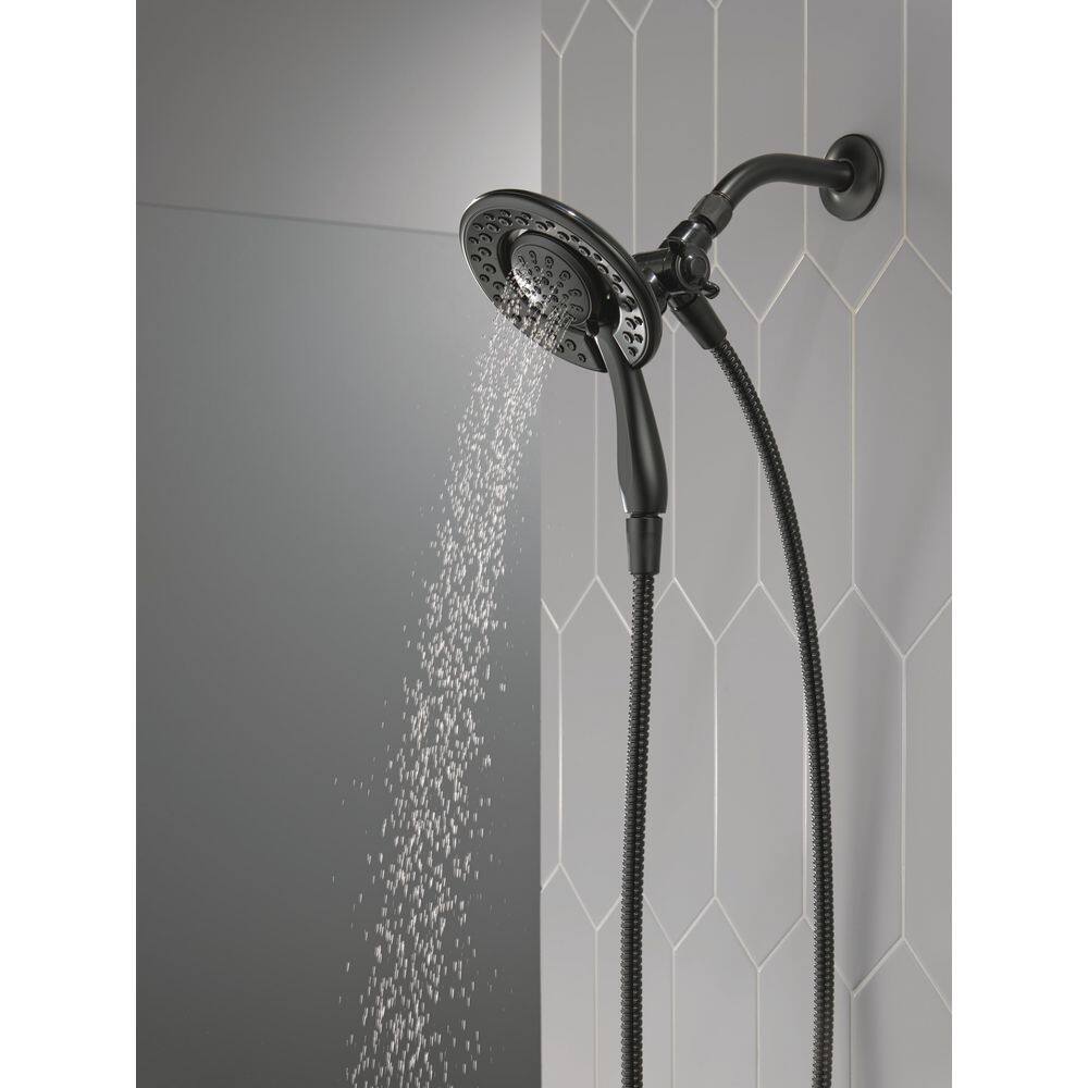 Delta In2ition 4-Spray Patterns 1.75 GPM 6.13 in. Wall Mount Dual Shower Heads in Matte Black 75486CBL