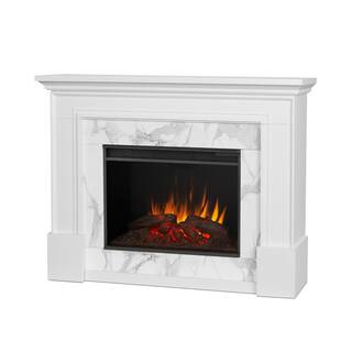 Real Flame Merced Grand 61 in. Freestanding Wooden Electric Fireplace in White 8240E-W