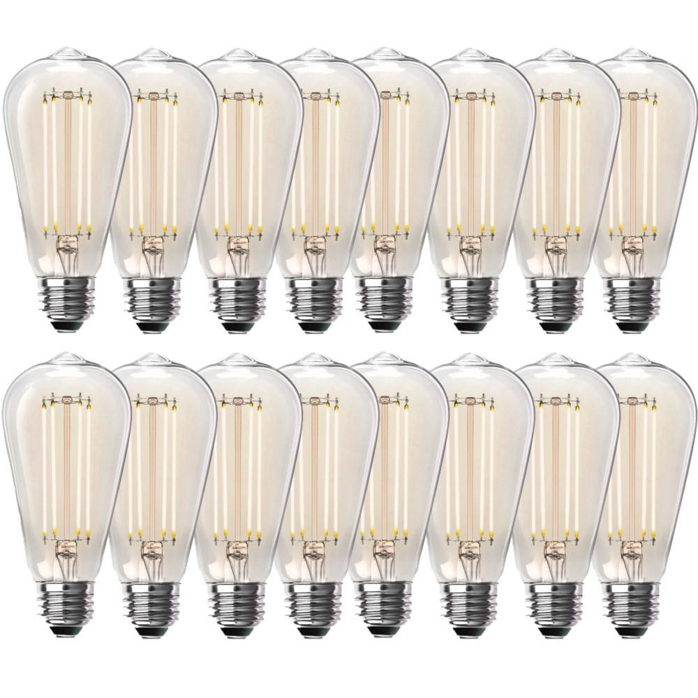 Feit Electric 100-Watt Equivalent ST19 Dimmable Straight Filament Clear Glass Vintage Edison LED Light Bulb Soft White (16-Pack) ST19100CL927CA44