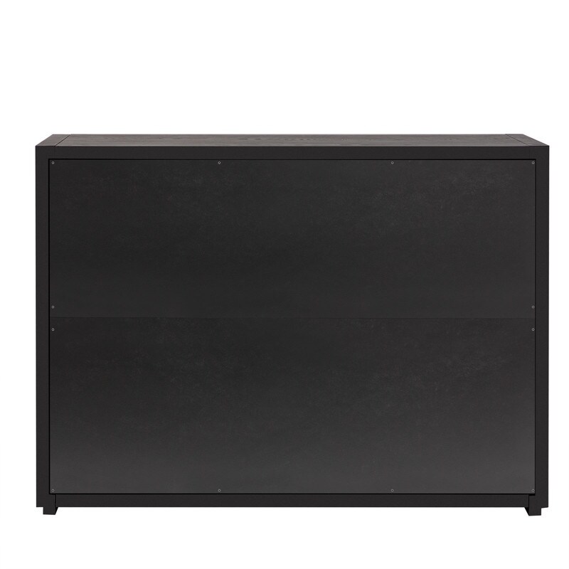 Durable Wood Storage Cabinet Sideboard with 3 Tempered Glass Doors and Adjustable Shelves