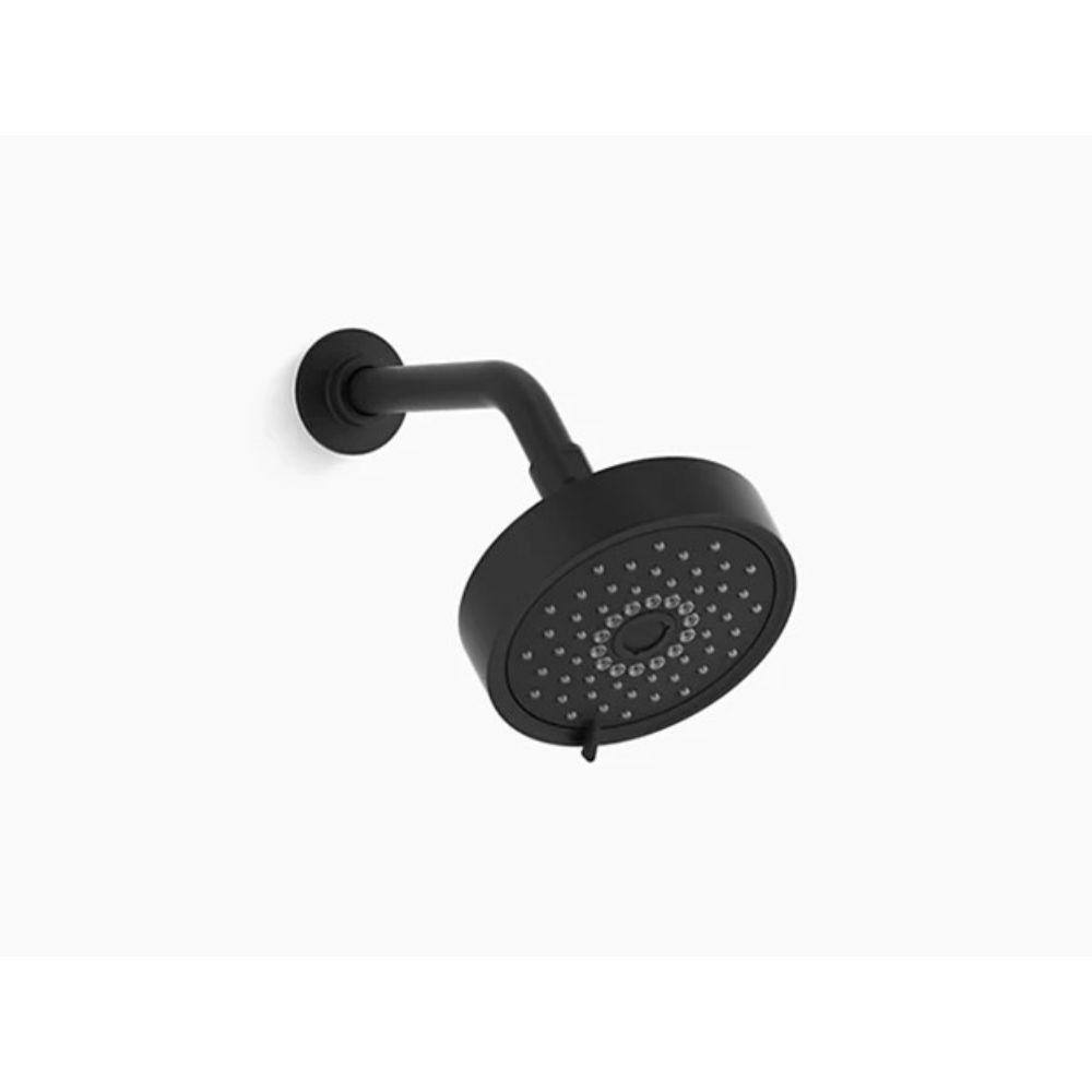 KOHLER Purist 3-Spray Patterns 5.5 in. Single Wall Mount Fixed Shower Head in Matte Black K-22170-BL