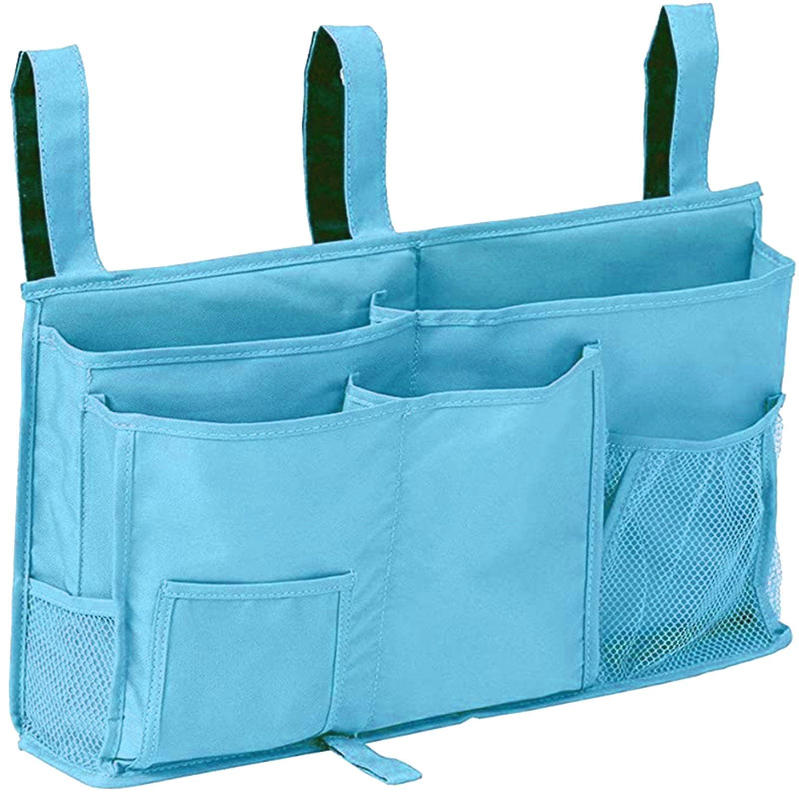 Hanging Bed Organizer Bed Rail Storage Bag For College Dorm Bed Bedroom Blue