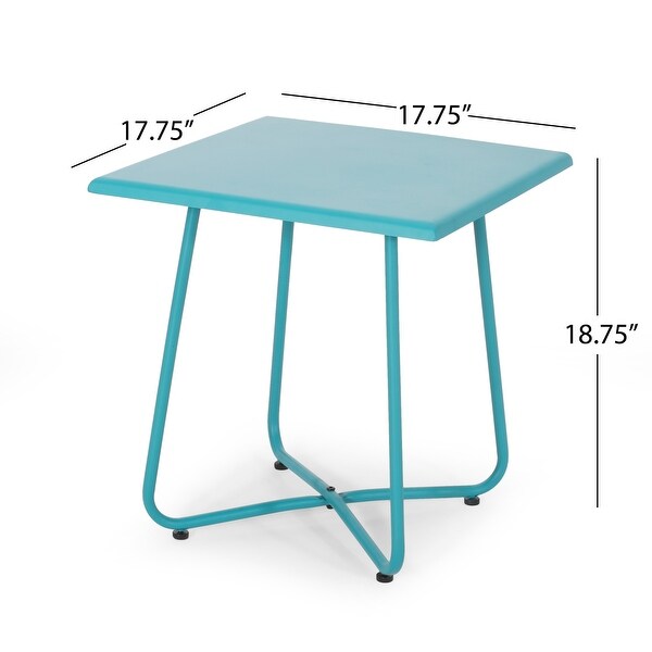 Small Square Side Table Outdoor Side Table 18inch Modern End Accent Table for Patio Porch Peacock Blue