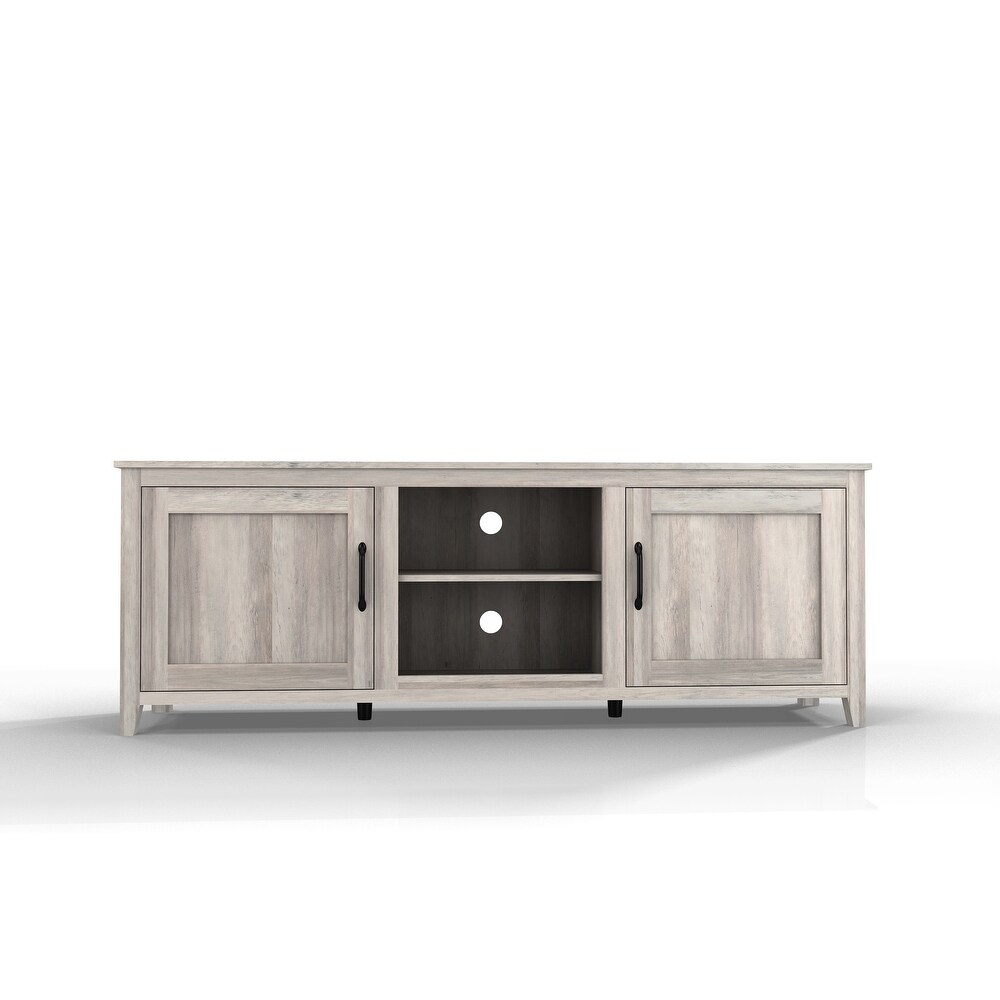 TV Stand Storage Media Console Entertainment Center With Two Doors for Living Room  Grey Walnut