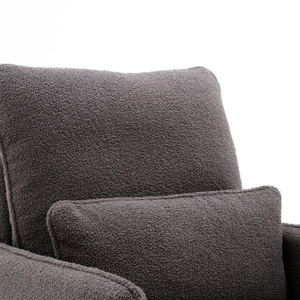 Modern Comfy Leisure Accent Chair， Teddy Short Plush Particle Velvet Armchair with Lumbar Pillow for Living Room， Office