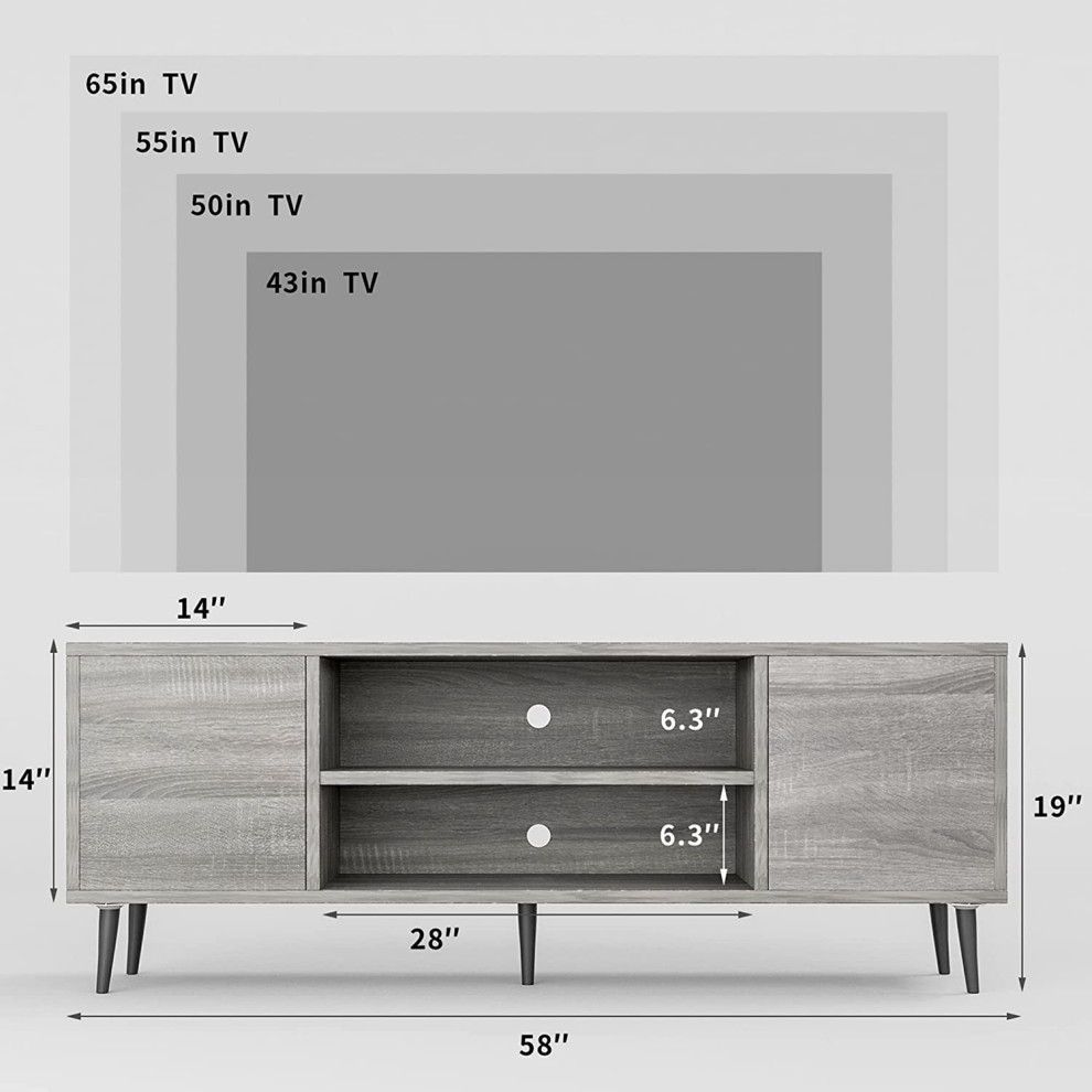 Mid Century Modern TV Stand for 65 Inch TV   Midcentury   Entertainment Centers And Tv Stands   by Imtinanz  LLC  Houzz