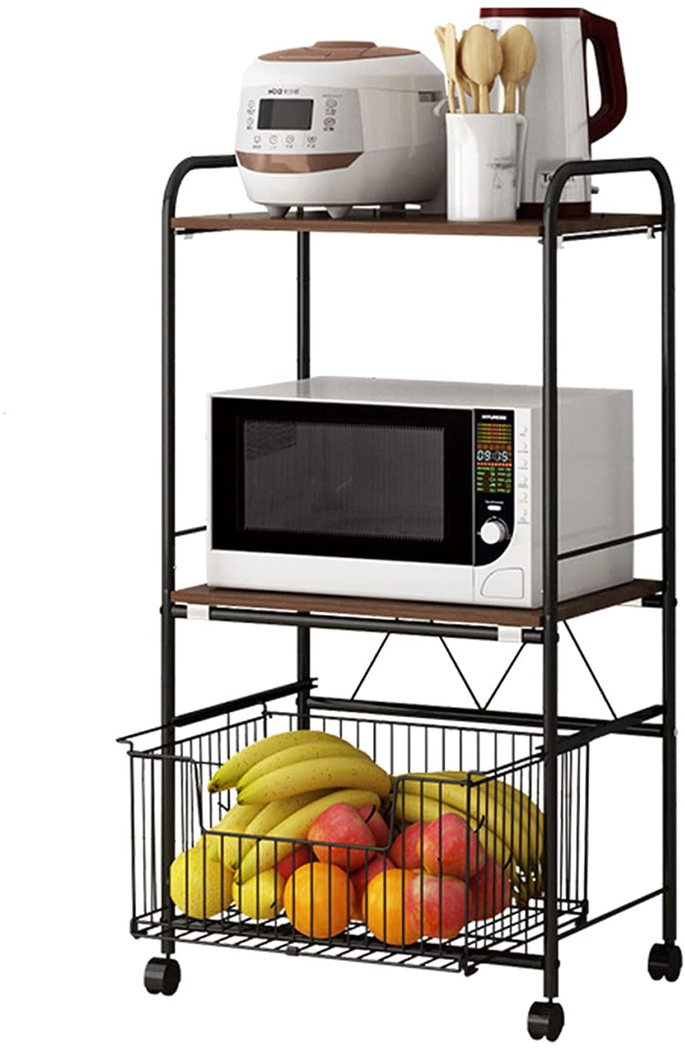 TFCFL 3-Layer Microwave Stand Kitchen Baker's Rack Storage Rack Holder +Storage Basket