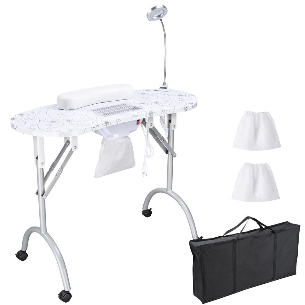 Yescom Foldable Nail Table with Vent & Lamp Manicure Nail Art