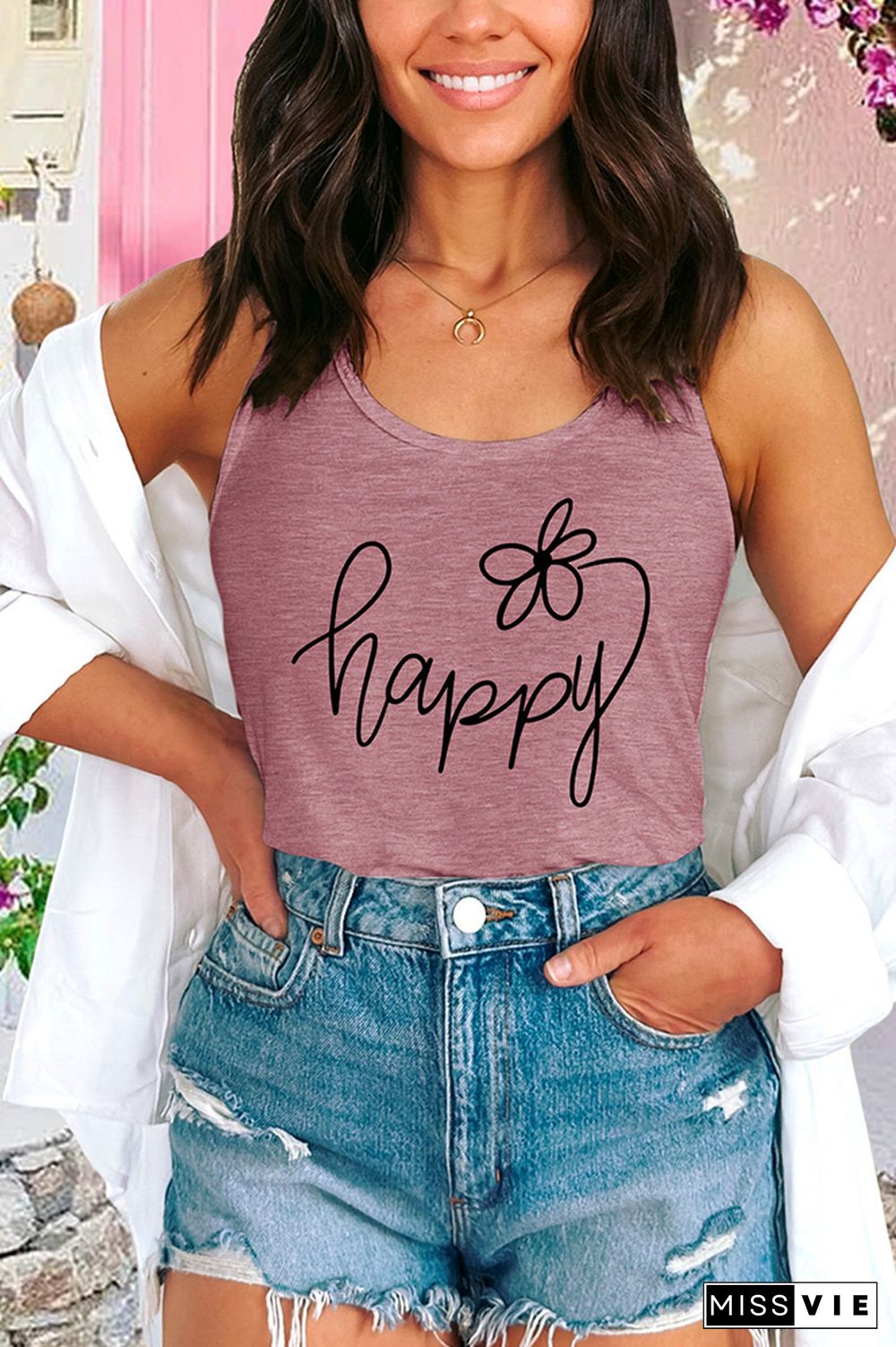 Happy Flower Sleeveless Tank Top