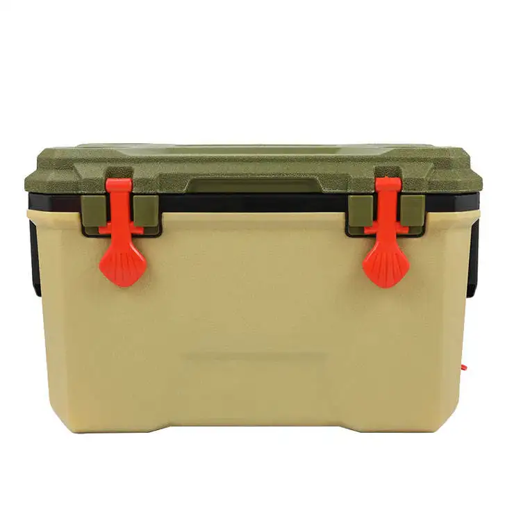 New Arrival retro cooler box Wholesale ice chest cooler box Pu foam 36L insulated plastic ice cooler box for camping   hiking