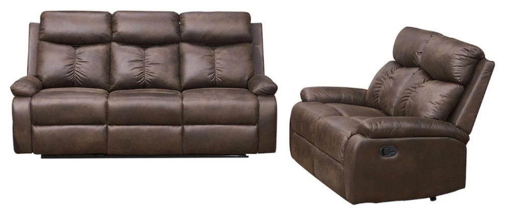 Betsy Furniture 2 Piece Microfiber Reclining Living Room Set  Brown   Contemporary   Living Room Furniture Sets   by Vanity Art LLC  Houzz