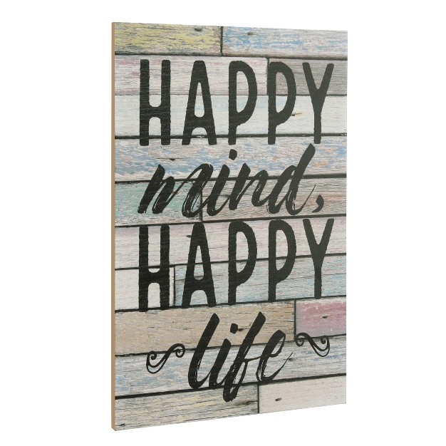 X 15 039 quot Happy Mind Happy Life Wooden Wall Art White light Blue Stonebriar Collection