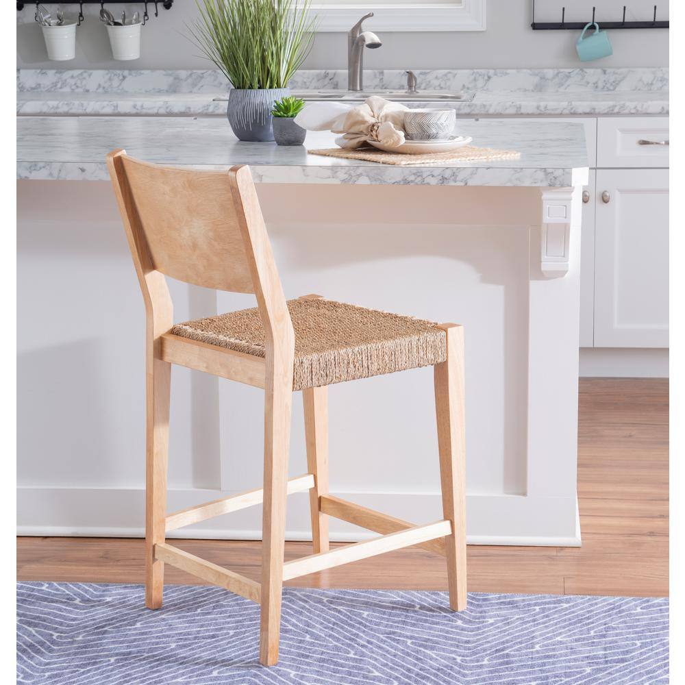 Powell Company Marlene Natural 24 in. Counter Stool with Woven Rope Seats HD1593CS20