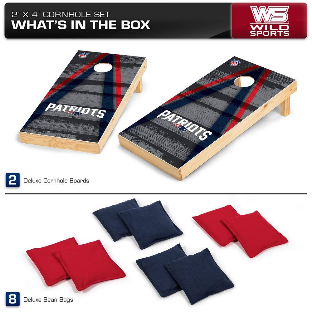 Wild Sports New England Patriots 24 in. W x 48 in. L Cornhole Bag Toss Set 1-16047-VT118XD