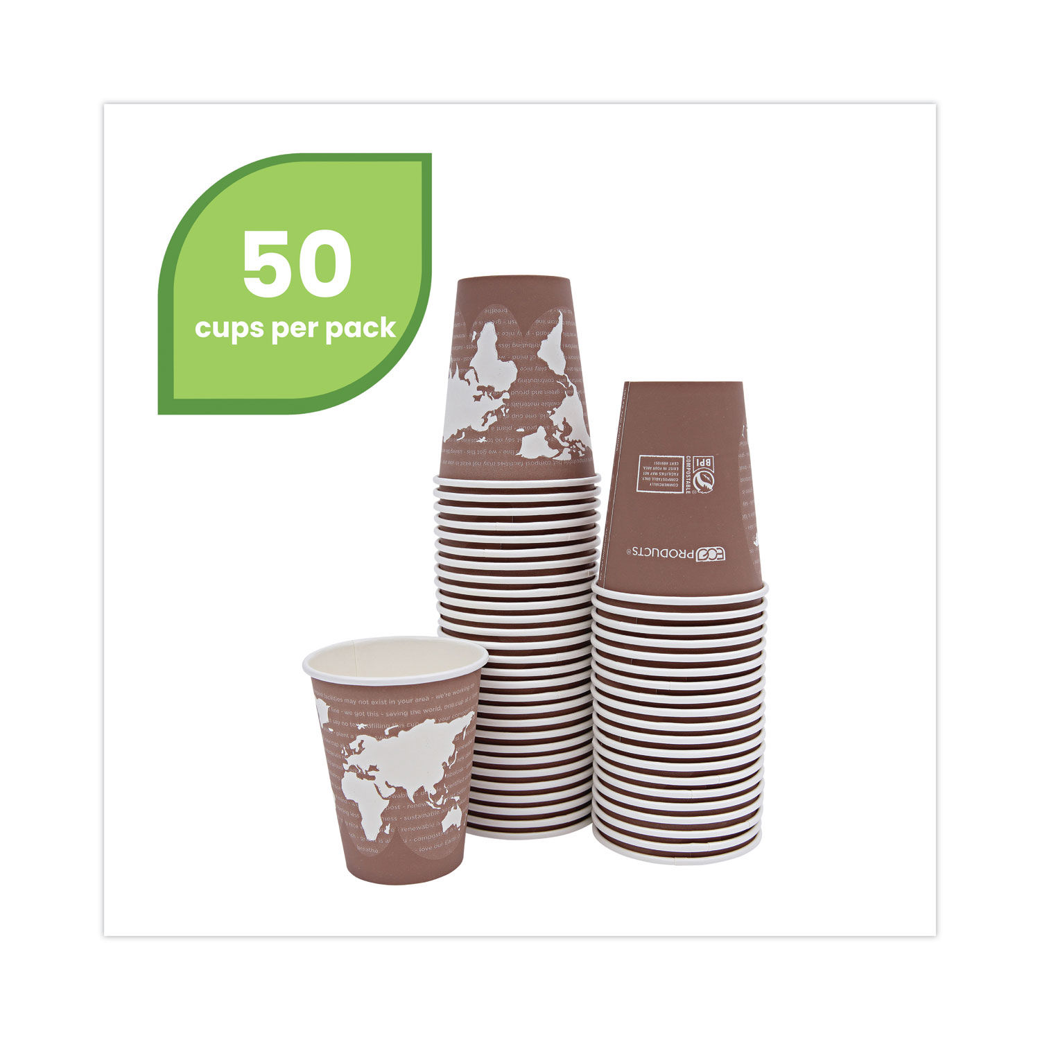 World Art Renewable and Compostable Hot Cups by Eco-Productsandreg; ECOEPBHC8WAPK